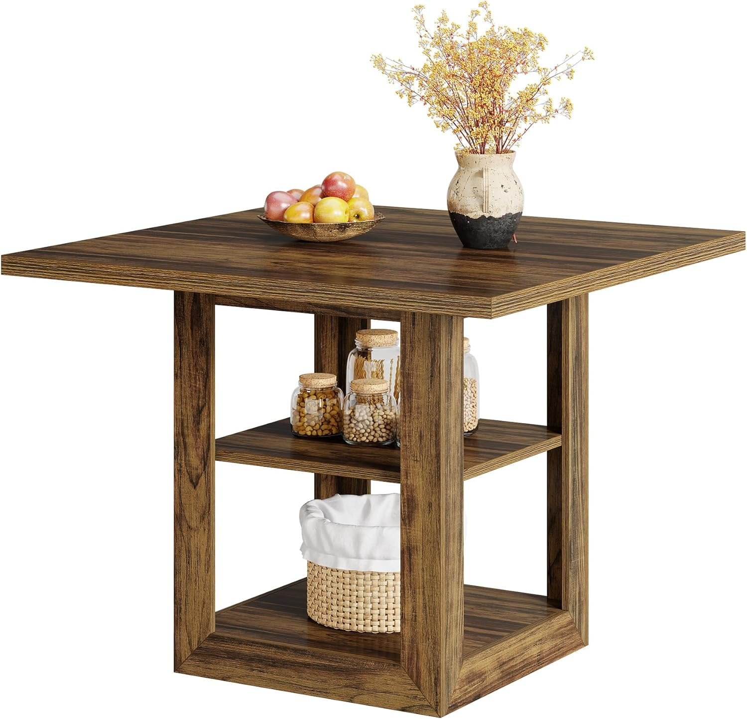 Tribesigns Table de salle à manger carrée pour 4 personnes, Table de style campagnard de 80 cm de long