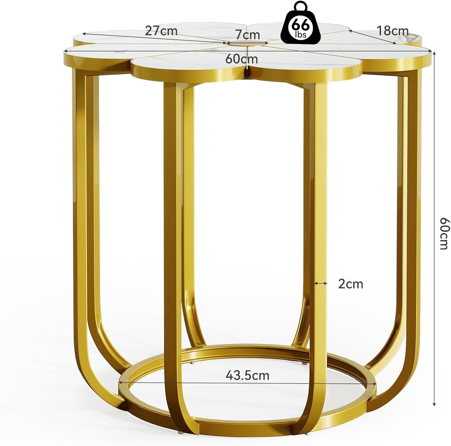 Tribesigns Table d'appoint moderne de 60 cm, Table basse et table de chevet avec motif floral