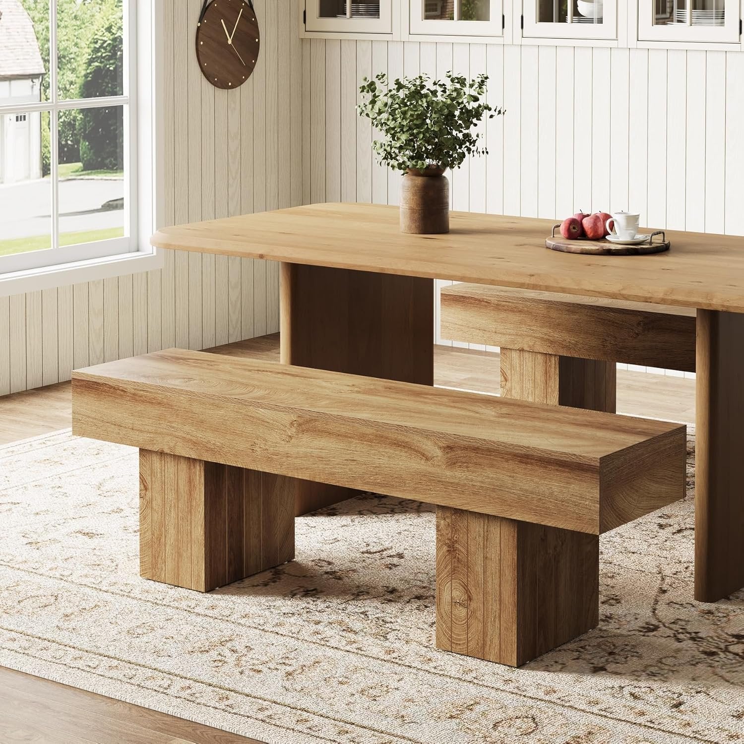 Tribesigns Banc de salle à manger en bois de 140 cm long banc de style campagnard