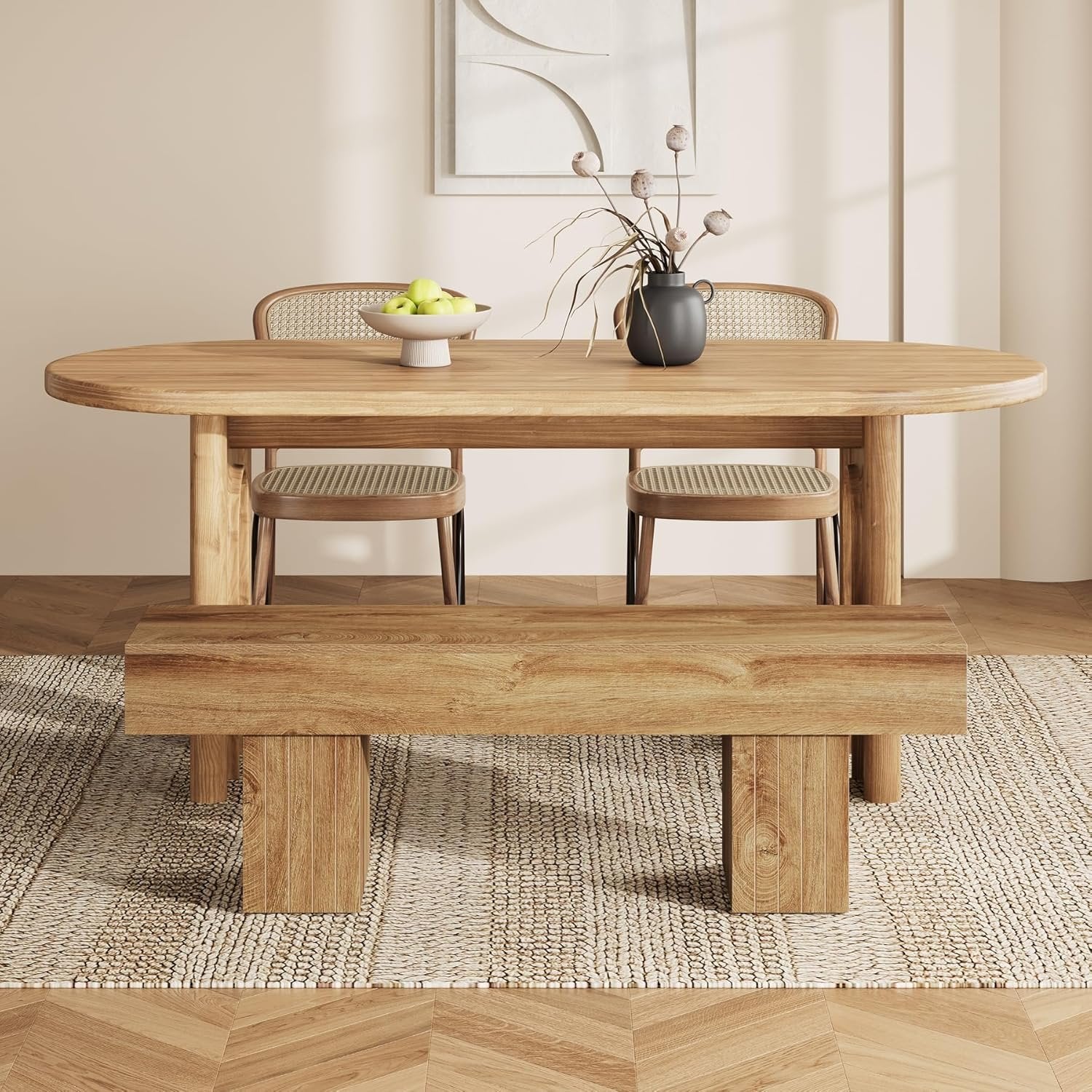 Tribesigns Banc de salle à manger en bois de 140 cm long banc de style campagnard