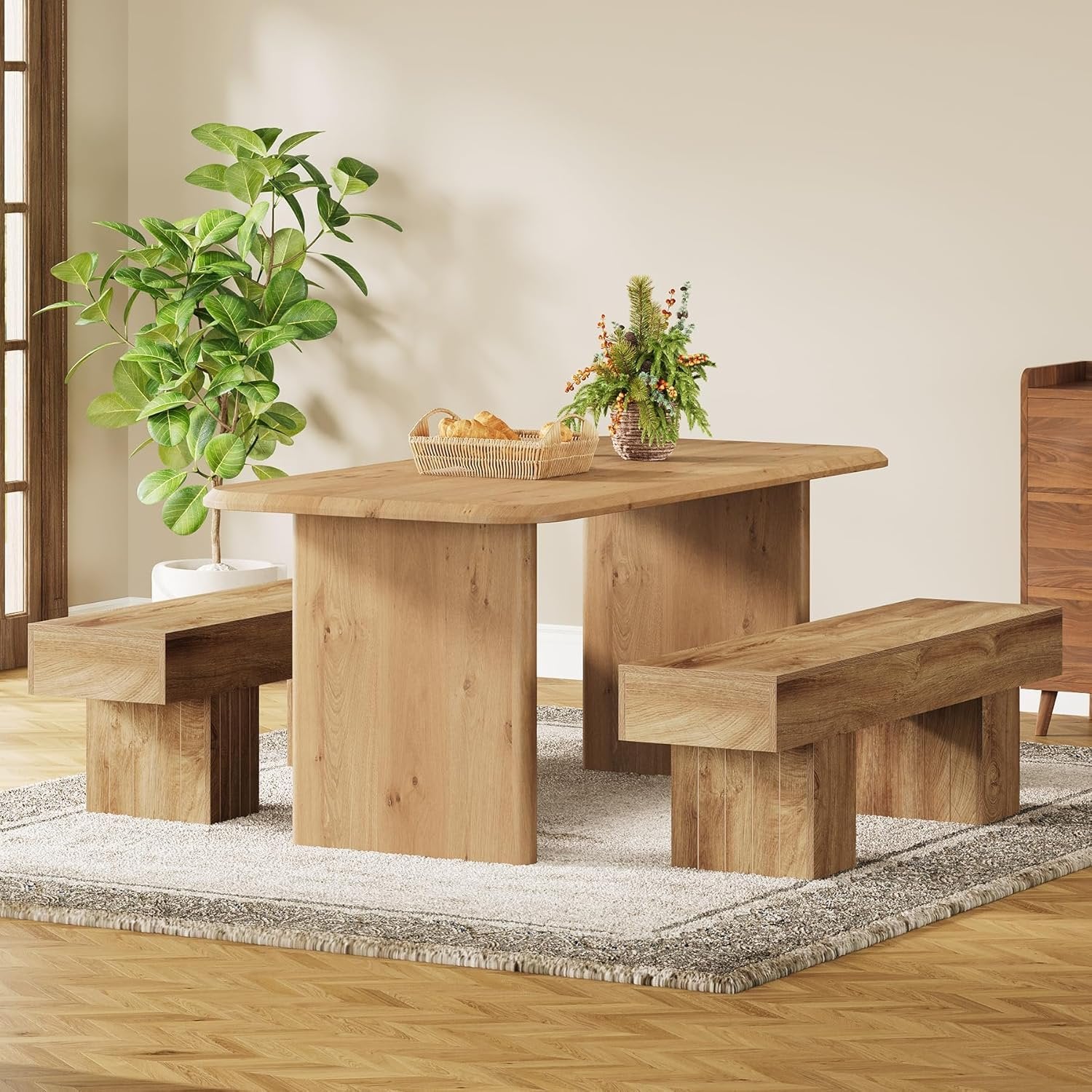 Tribesigns Banc de salle à manger en bois de 140 cm long banc de style campagnard