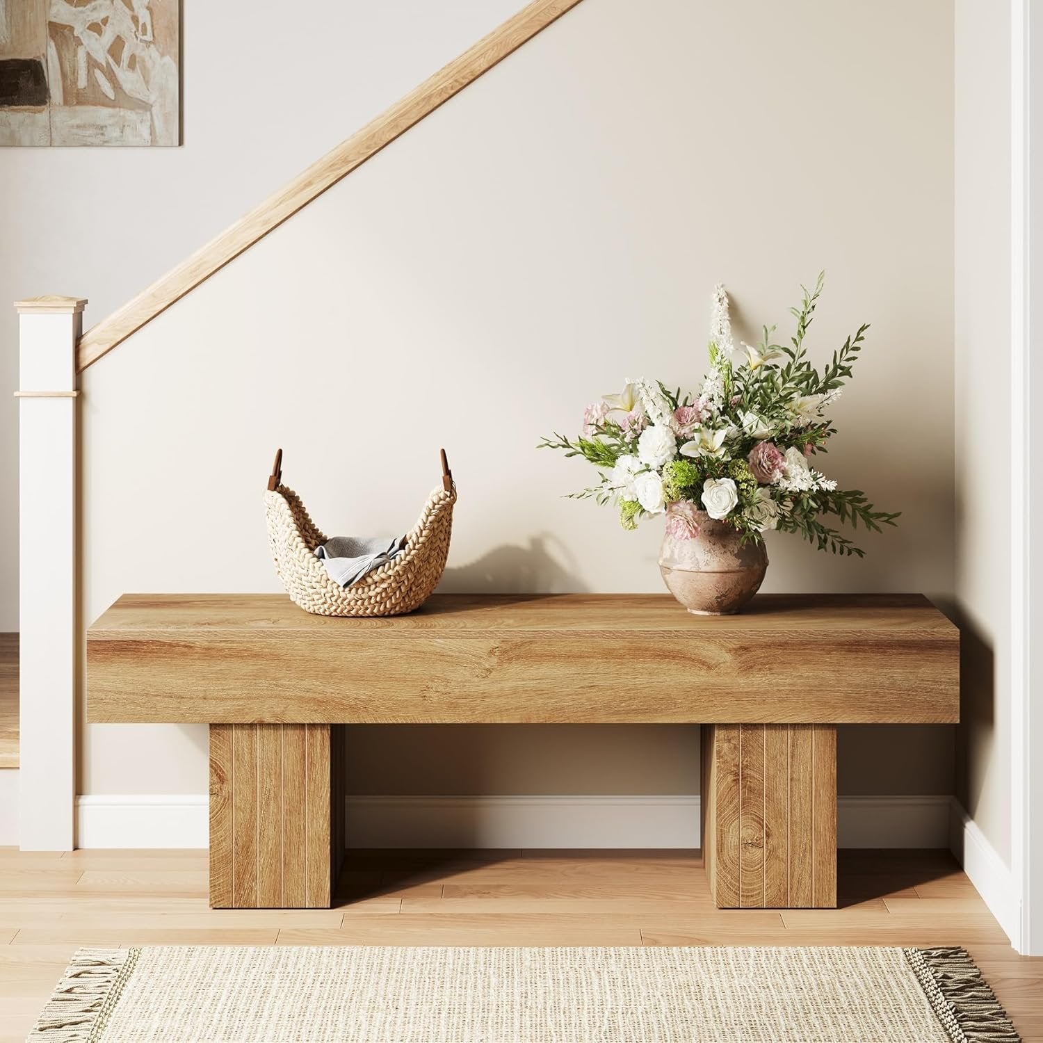 Tribesigns Banc de salle à manger en bois de 140 cm long banc de style campagnard