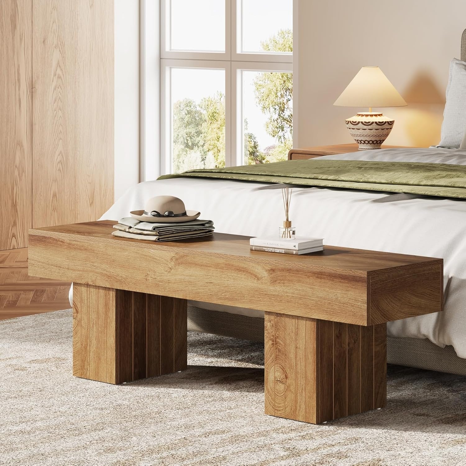 Tribesigns Banc de salle à manger en bois de 140 cm long banc de style campagnard