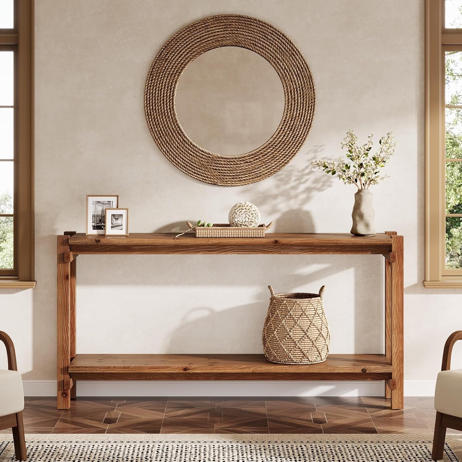 Tribesigns Table console de 160 cm de long, Table d'entrée à 2 étages