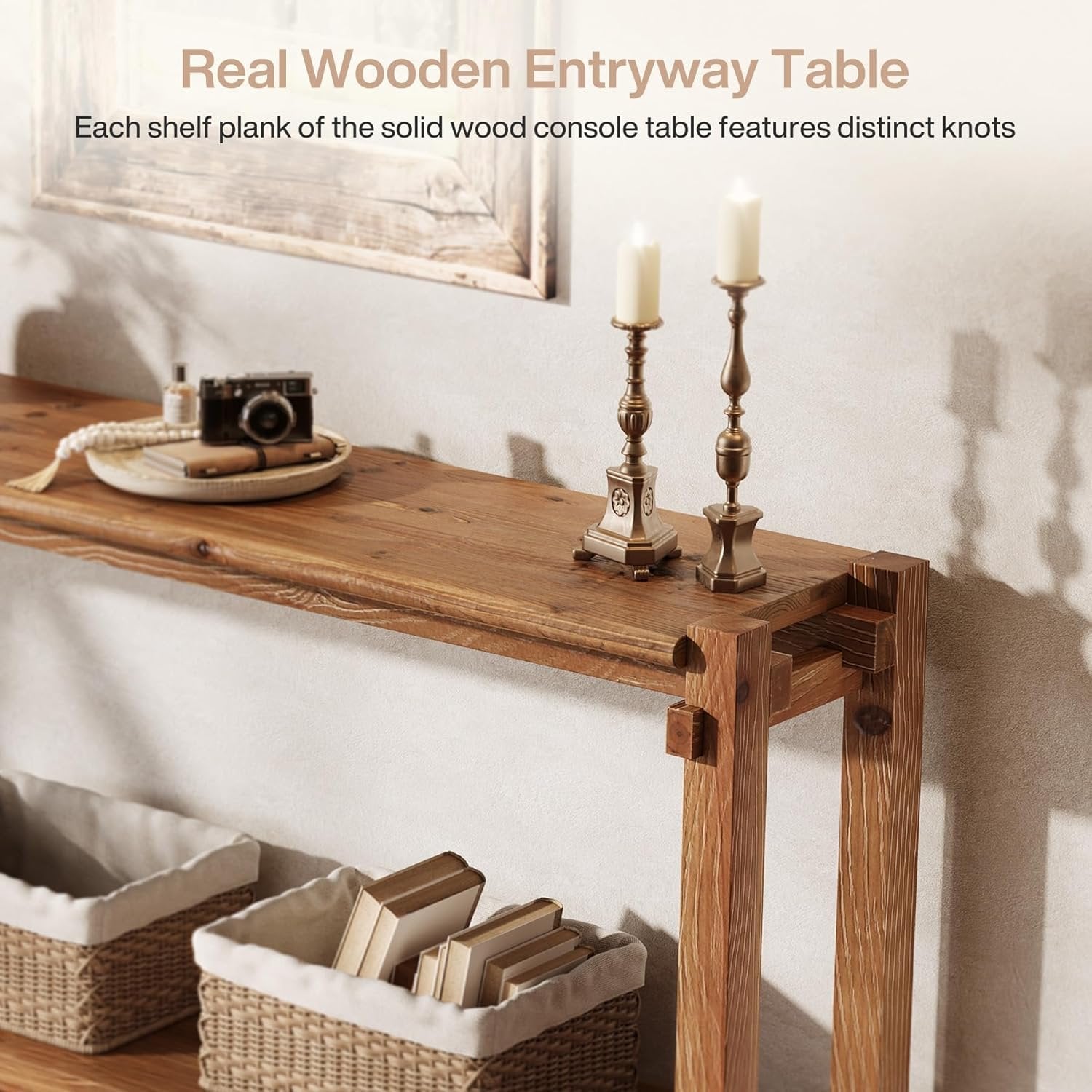 Tribesigns Table console de 160 cm de long, Table d'entrée à 2 étages