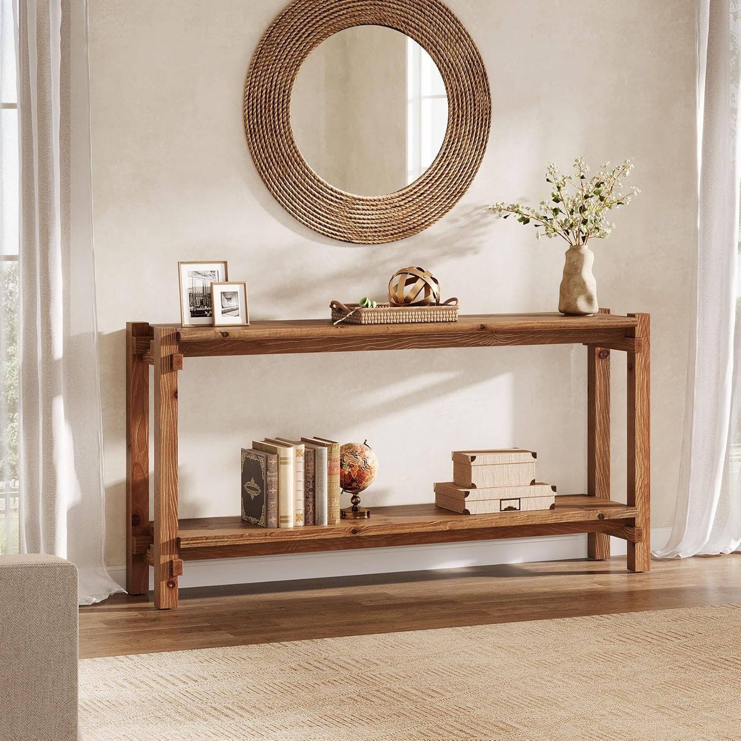 Tribesigns Table console de 160 cm de long, Table d'entrée à 2 étages