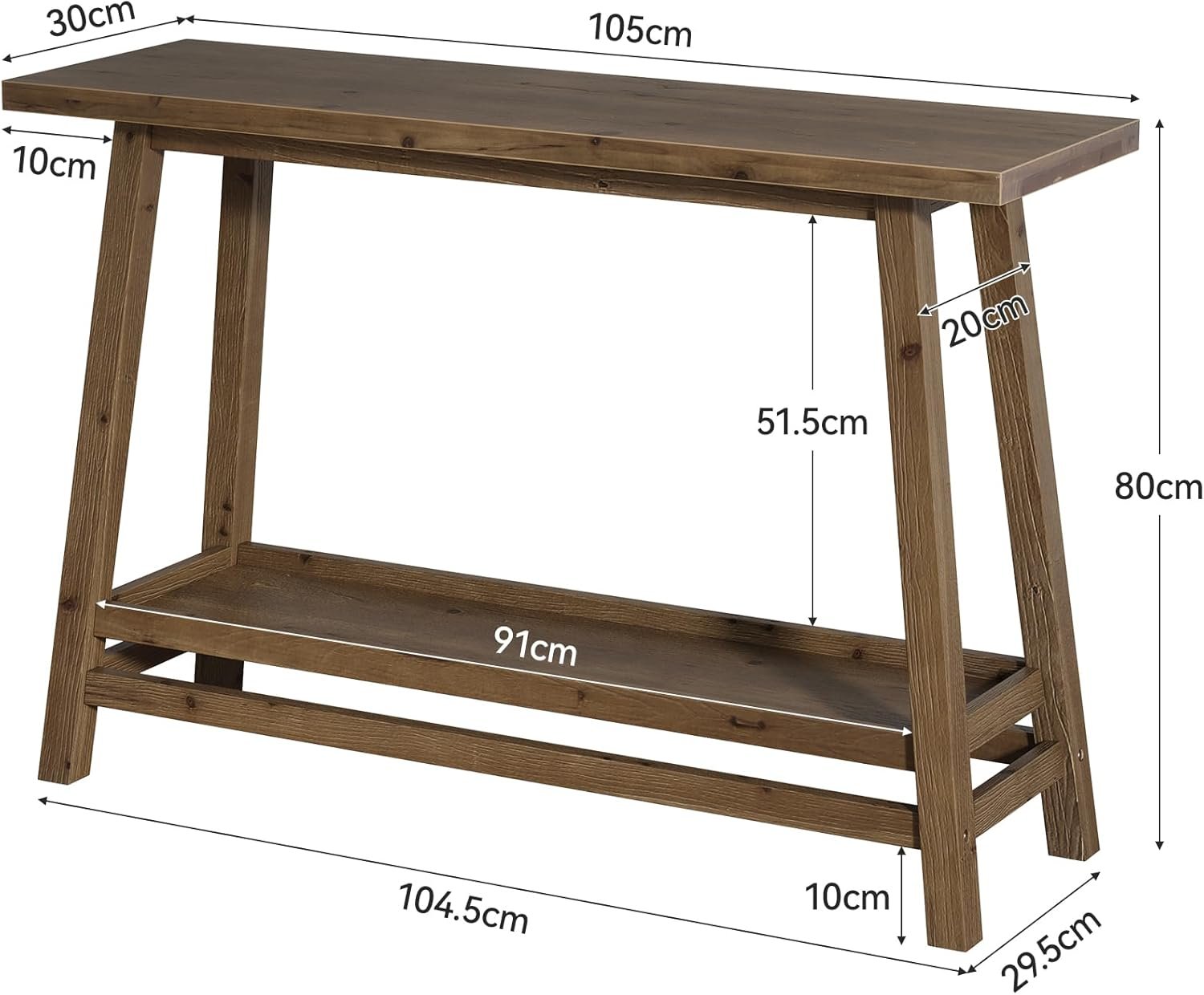 Tribesigns Table Console de 105 cm avec Rangement, 2 Niveaux Table d'Entrée en Bois Massif