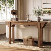 Console en bois massif au design latéral unique, Table d'entrée rustique pour salon, couloir ou hall d'entrée 3