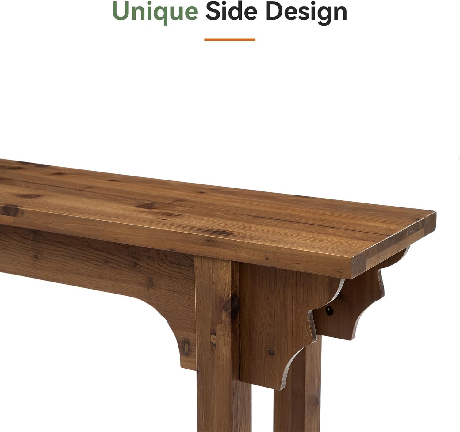 Console en bois massif au design latéral unique, Table d'entrée rustique pour salon, couloir ou hall d'entrée
