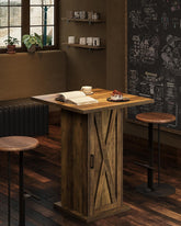 Tribesigns Table de bar avec meuble de rangement 100 cm de haut, Table carrée en bois, style bistrot champêtre avec meuble à 3 niveaux 3