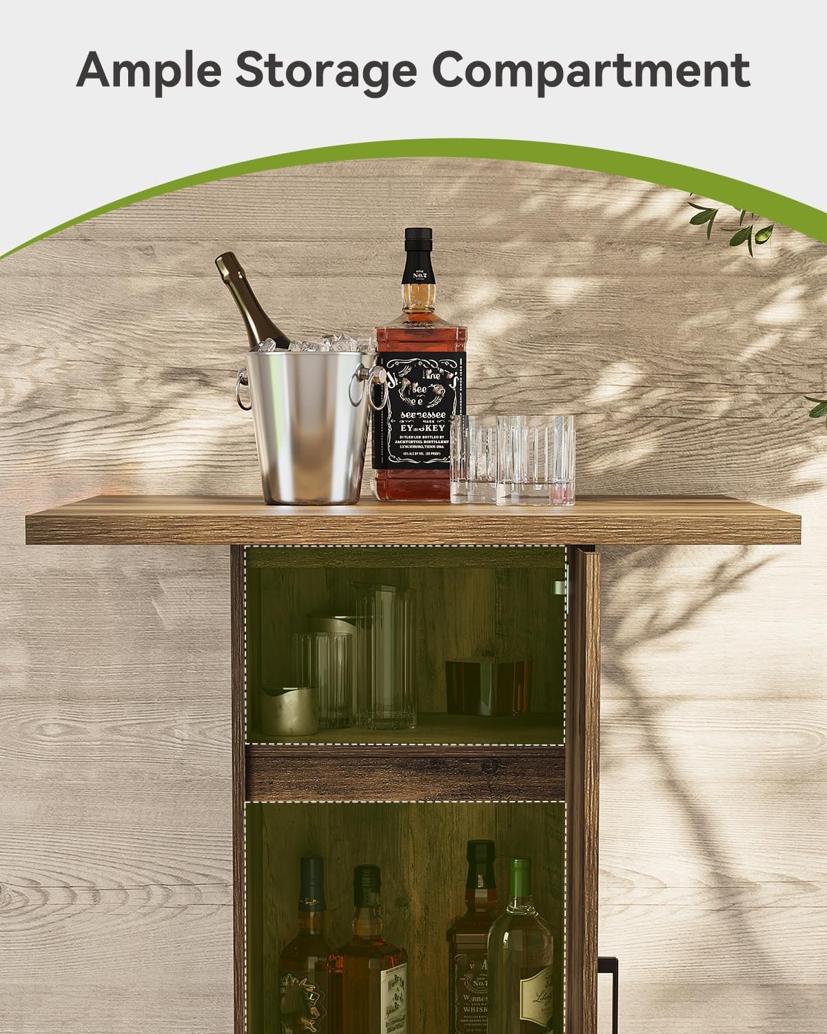 Tribesigns Table de bar avec meuble de rangement 100 cm de haut, Table carrée en bois, style bistrot champêtre avec meuble à 3 niveaux