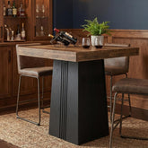 Tribesigns Table de bar carrée 80 x 80 cm, 90 cm de hauteur, Table haute de style bistro avec piètement nervuré 3