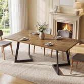 Tribesigns Table de salle à manger moderne 160 cm, Table de cuisine rectangulaire avec structure en métal 3