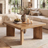 Tribesigns Table basse en bois de 80 cm, Petite table d'appoint de style champêtre avec plateau épais et pieds robustes 3