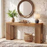 Console en bois massif de 160 cm de long, Style campagnard avec pieds cannelés 3