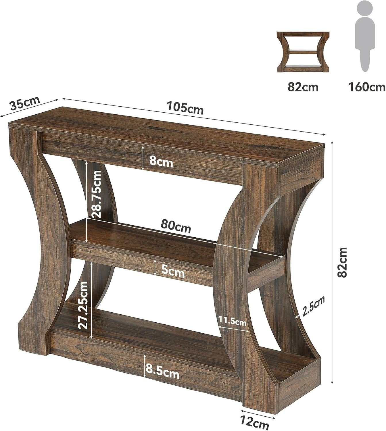 Tribesigns Console de 105 cm avec rangement, idéale pour l'entrée, Table basse étroite à placer derrière le canapé