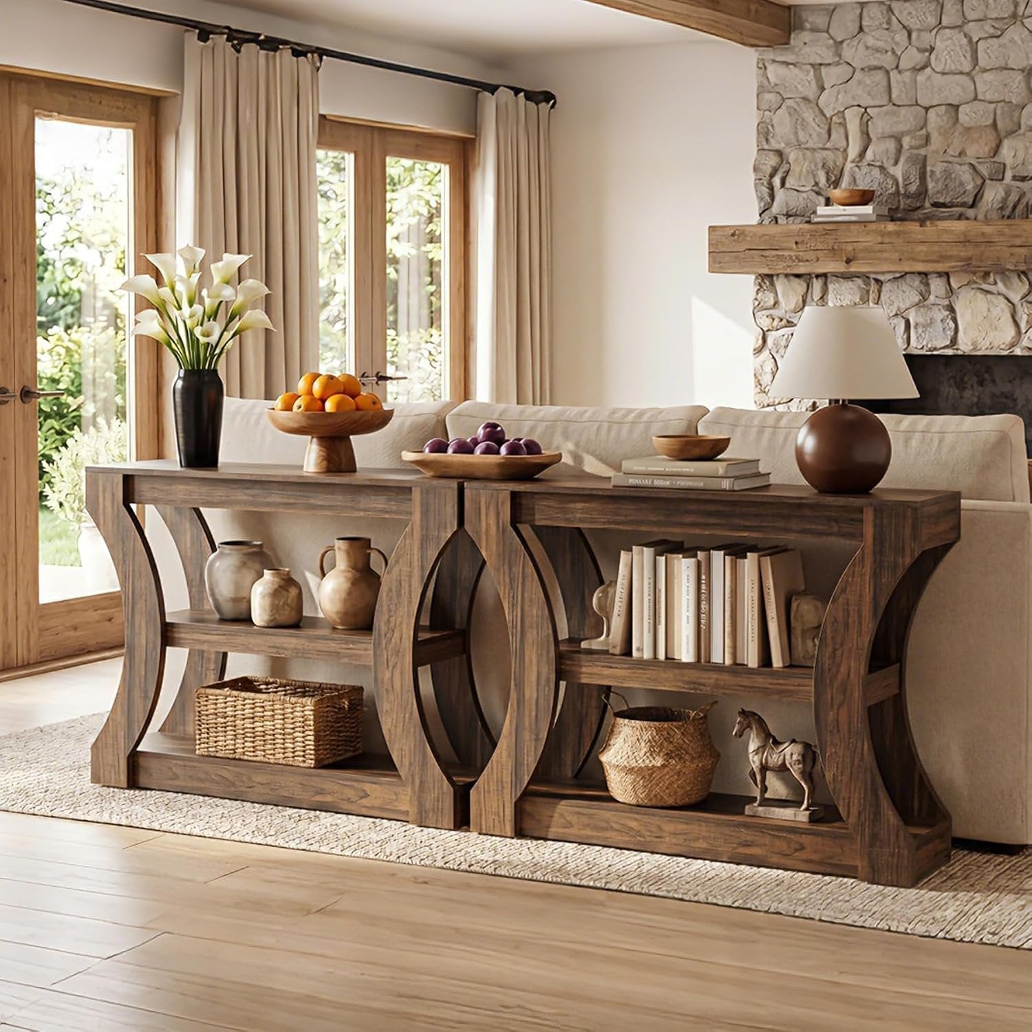 Tribesigns Console de 105 cm avec rangement, idéale pour l'entrée, Table basse étroite à placer derrière le canapé