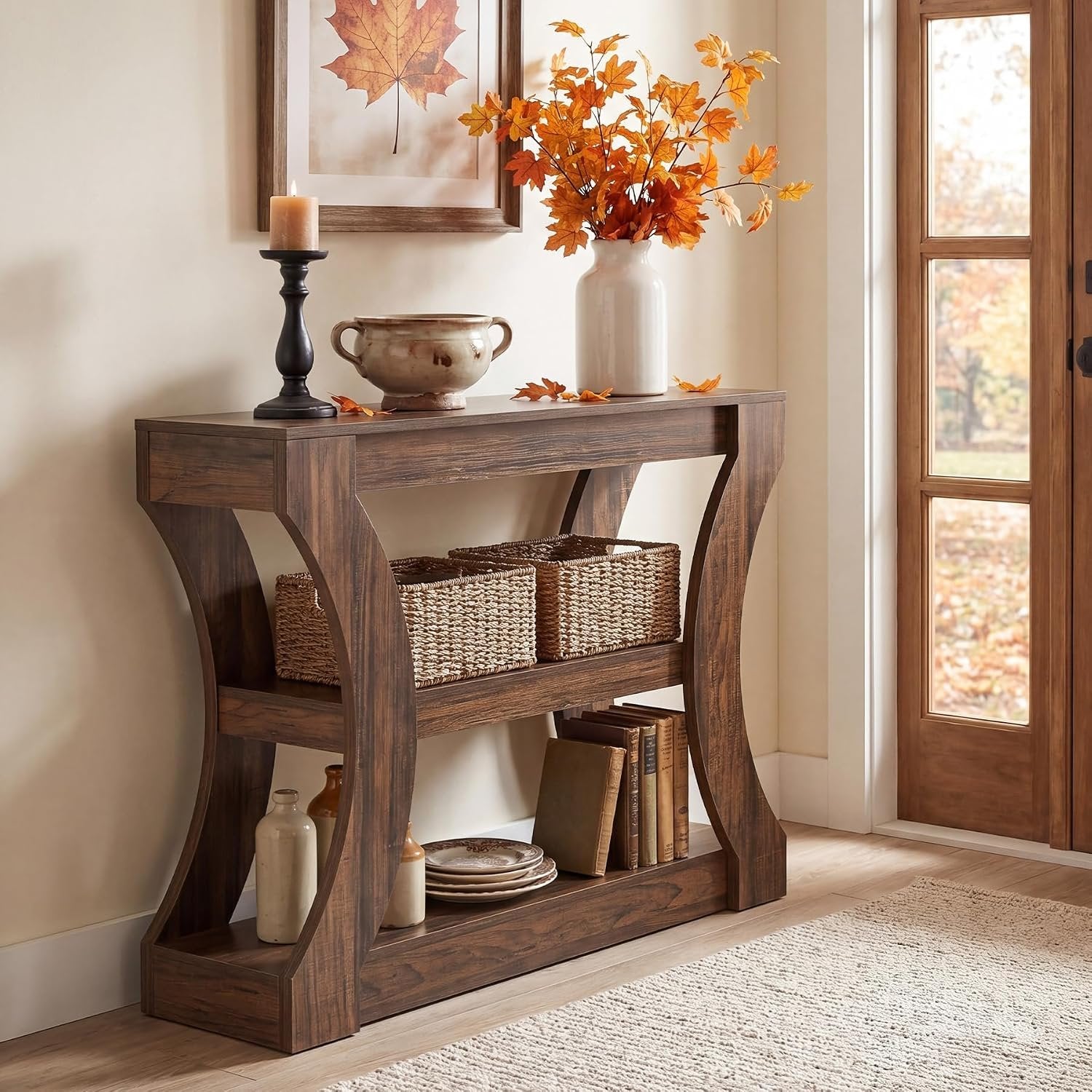Tribesigns Console de 105 cm avec rangement, idéale pour l'entrée, Table basse étroite à placer derrière le canapé