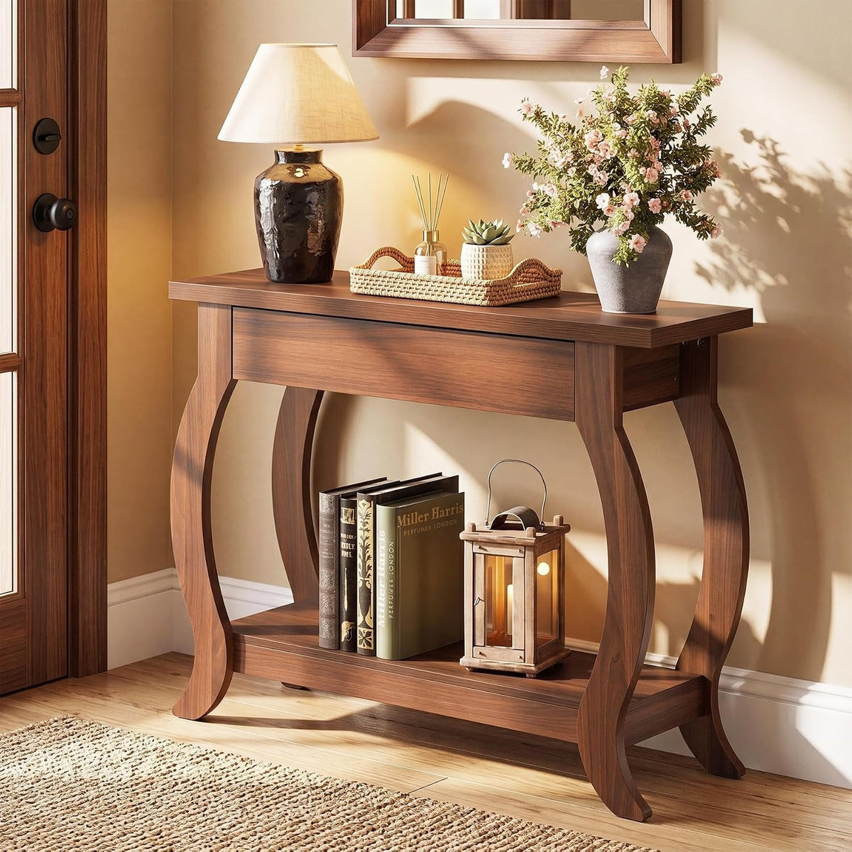Tribesigns Table console 105 cm avec tiroir, Table d'entrée étroite de style champêtre
