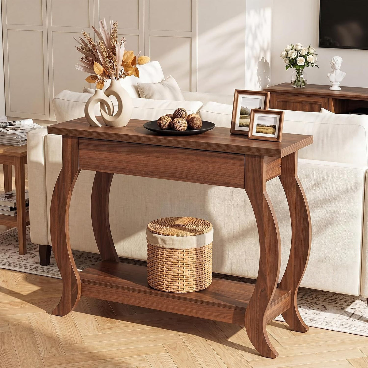Tribesigns Table console 105 cm avec tiroir, Table d'entrée étroite de style champêtre