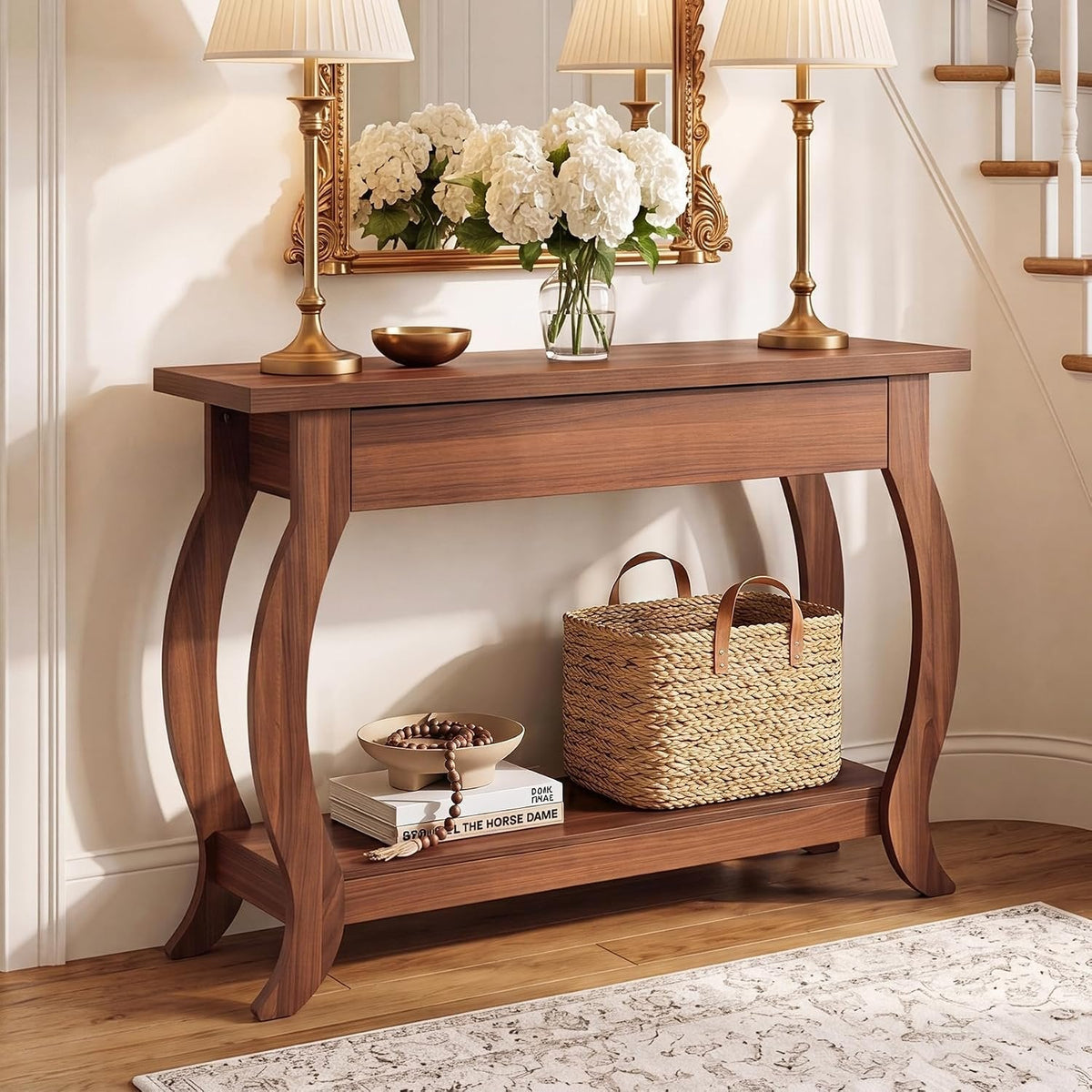 Tribesigns Table console 105 cm avec tiroir, Table d'entrée étroite de style champêtre