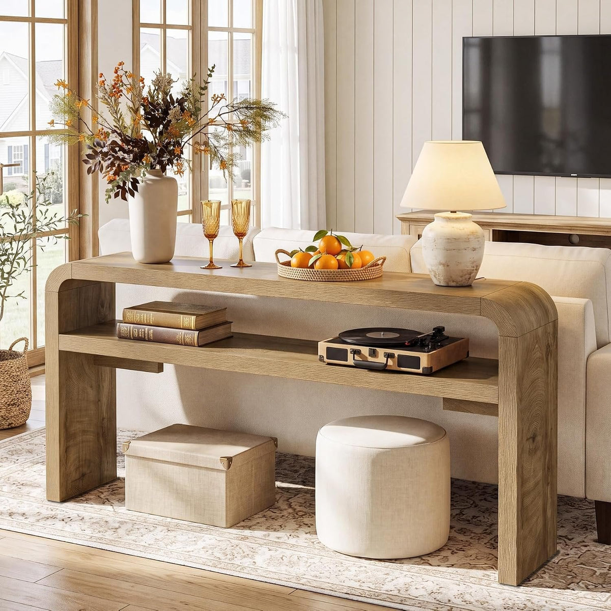 Tribesigns Table console étroite 160 cm profondeur 30 cm avec 2 étagères