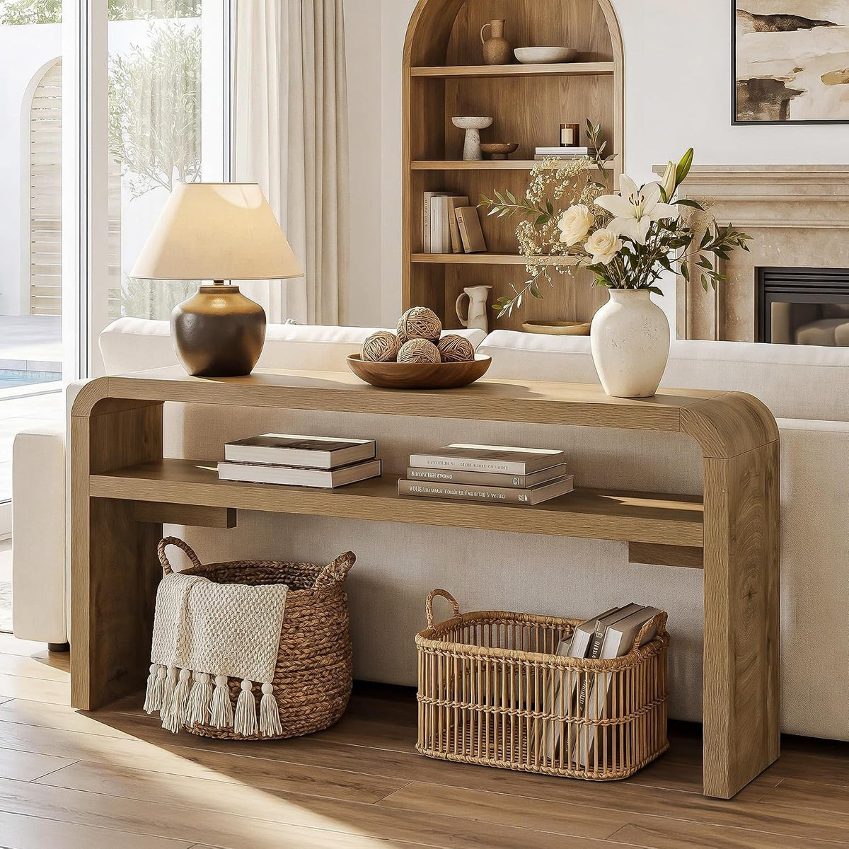 Tribesigns Table console étroite 160 cm profondeur 30 cm avec 2 étagères