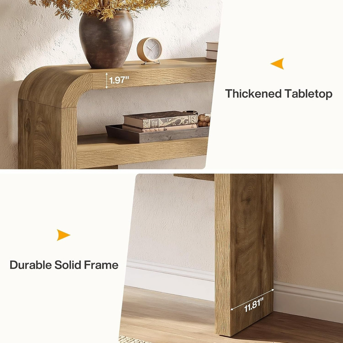 Tribesigns Table console étroite 160 cm profondeur 30 cm avec 2 étagères
