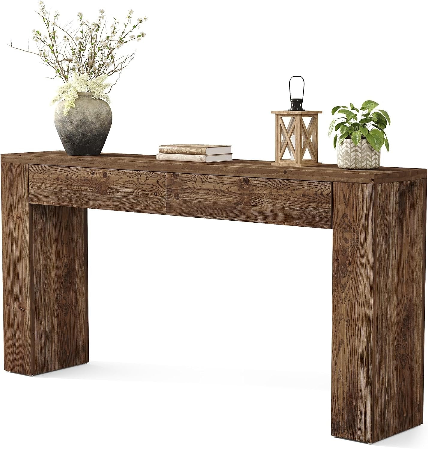 Tribesigns Console en bois massif avec tiroirs 160 cm, Idéale pour une entrée ou un salon