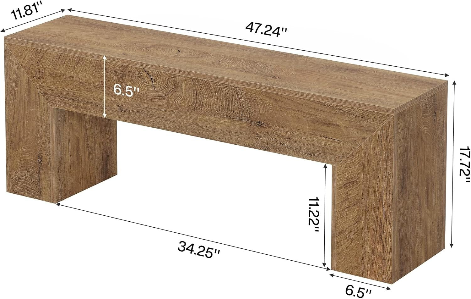 Tribesigns Banc d'entrée 120 cm, Banc à chaussures style campagne Marron naturel Banc de lit d'intérieur