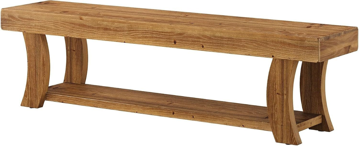 Tribesigns Banc à chaussures de 160 cm en bois massif, Banc d'entrée avec étagère, style maison de campagne