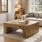 Tribesigns Table basse carrée de 100 cm, Grande table de salon style champêtre au design incurvé 3