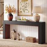Tribesigns Console extra-longue de 200 cm, Table d'entrée bicolore marron et noir 3