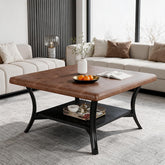 Tribesigns Table basse carrée pour salon, Revêtement en similicuir pouf rembourré avec étagère 80 cm 3