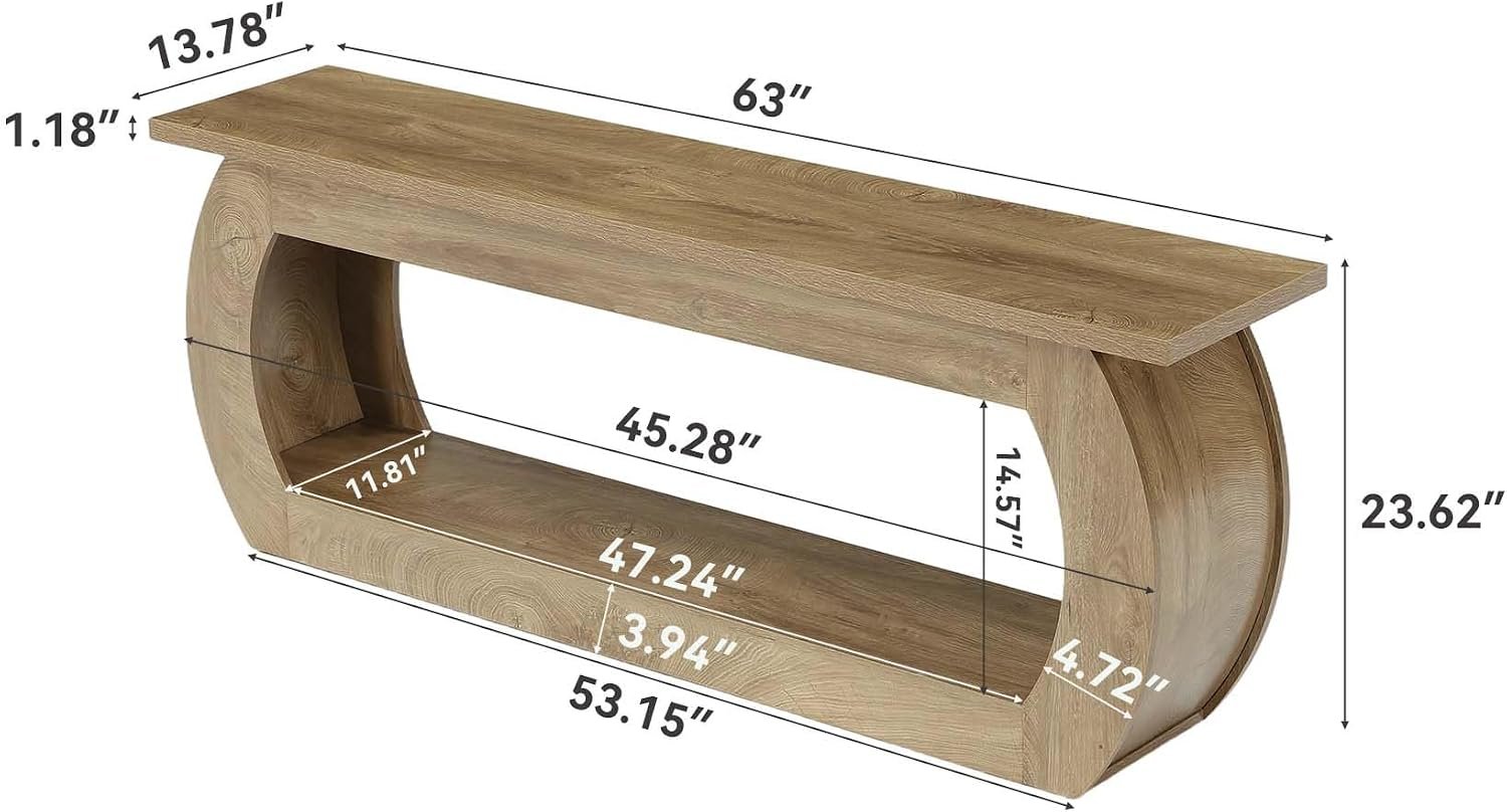 Tribesigns Meuble TV pour fauteuil TV de 165 cm, Centre multimédia en bois avec rangement, console TV de style champêtre