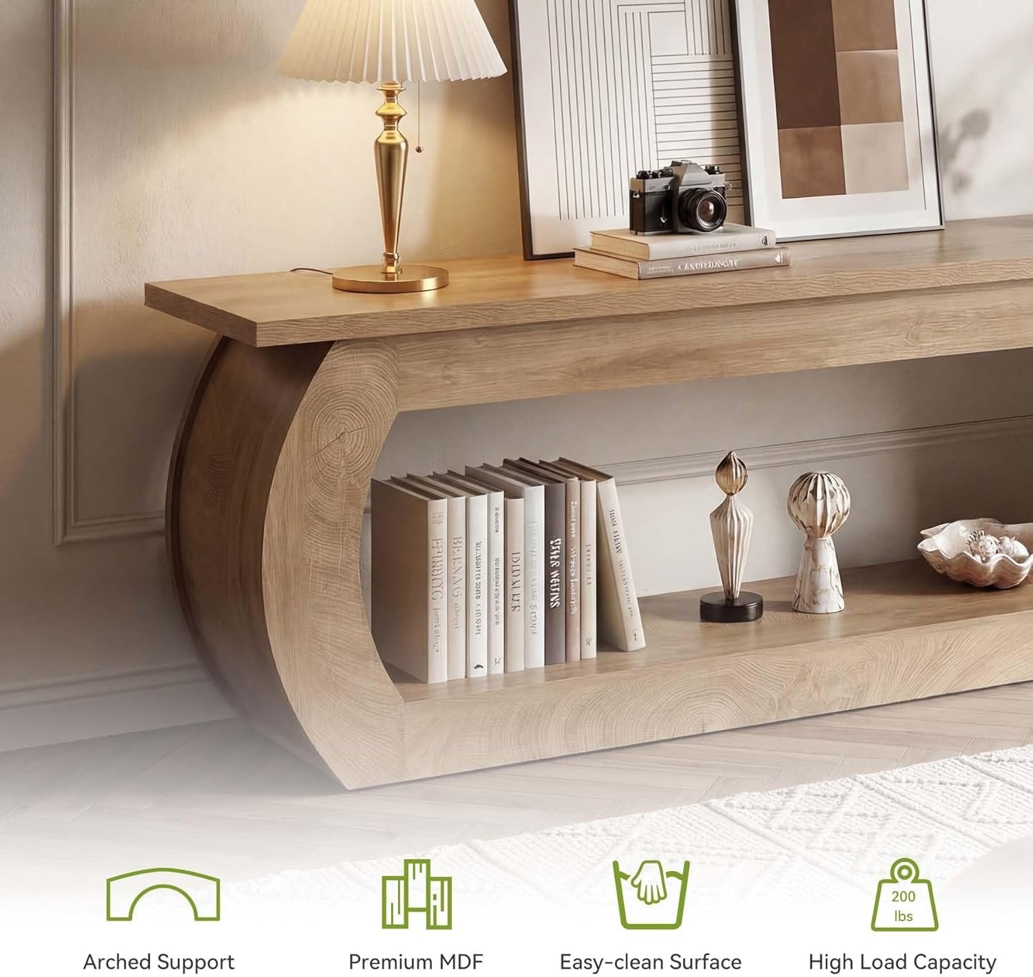 Tribesigns Meuble TV pour fauteuil TV de 165 cm, Centre multimédia en bois avec rangement, console TV de style champêtre