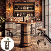 Tribesigns Table de bar ronde plateau de 90 cm de haut avec compartiment de rangement à 2 niveaux 3