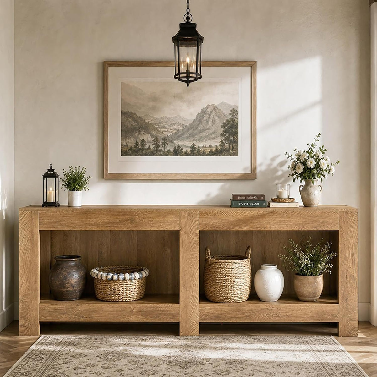 Tribesigns Table console avec rangement 200 cm style champêtre pour entrée ou salon