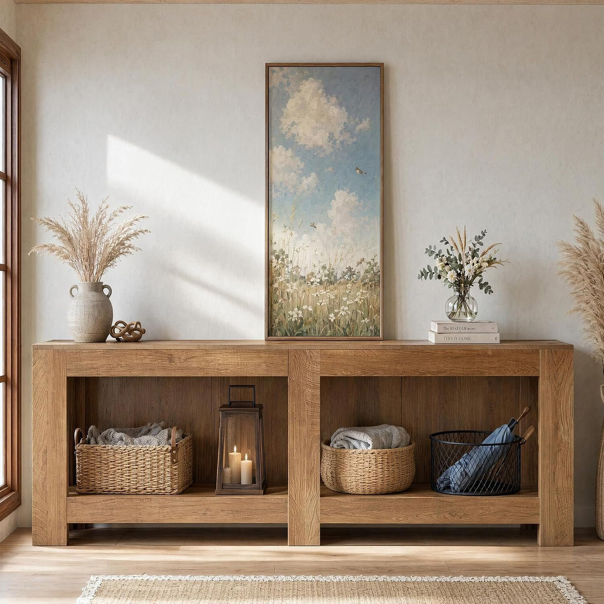 Tribesigns Table console avec rangement 200 cm style champêtre pour entrée ou salon