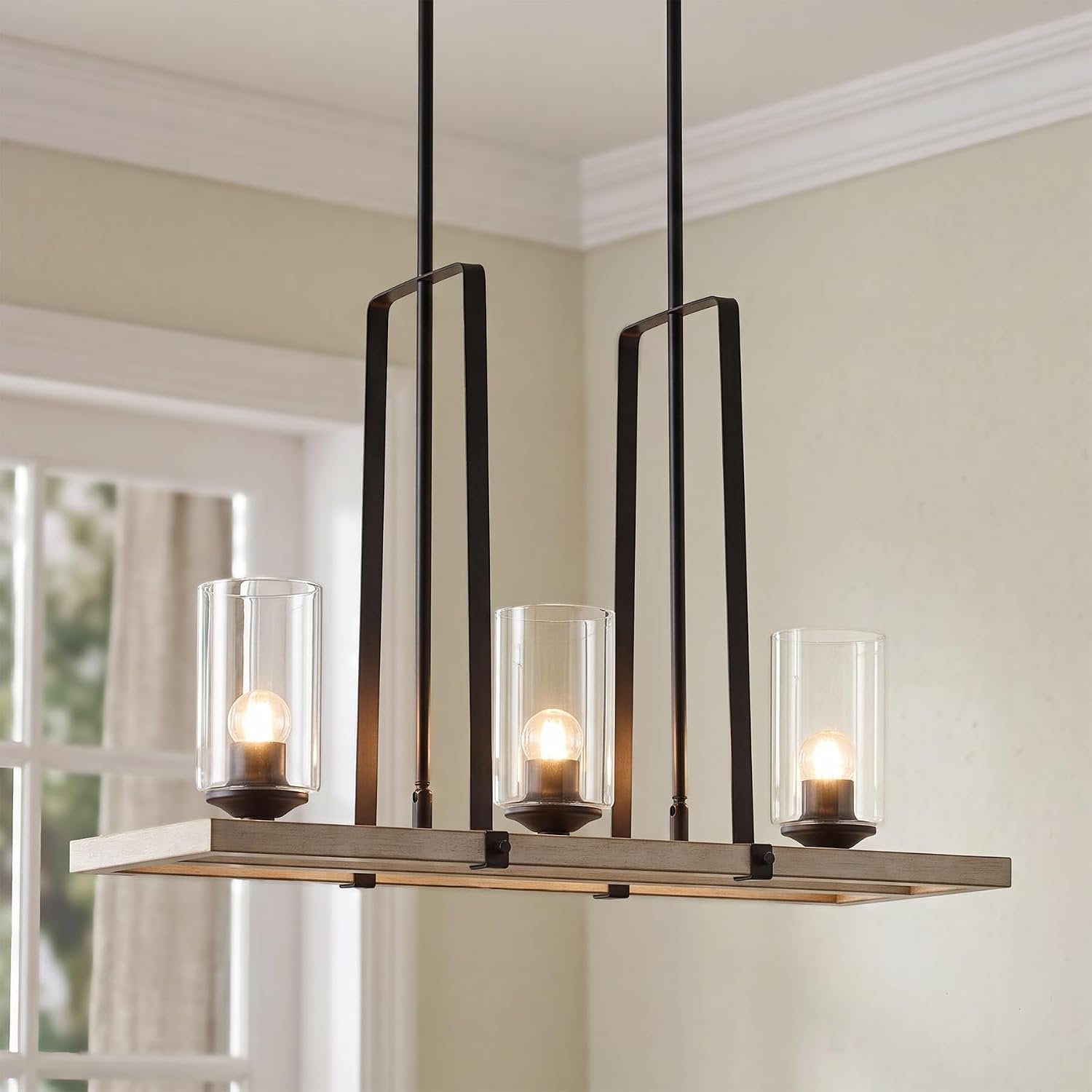 Tribesigns Lustre vintage noir, suspension à 3 lumières, Douille E27, style industriel-moderne, idéal pour chambre, cuisine, couloir, entrée, salon