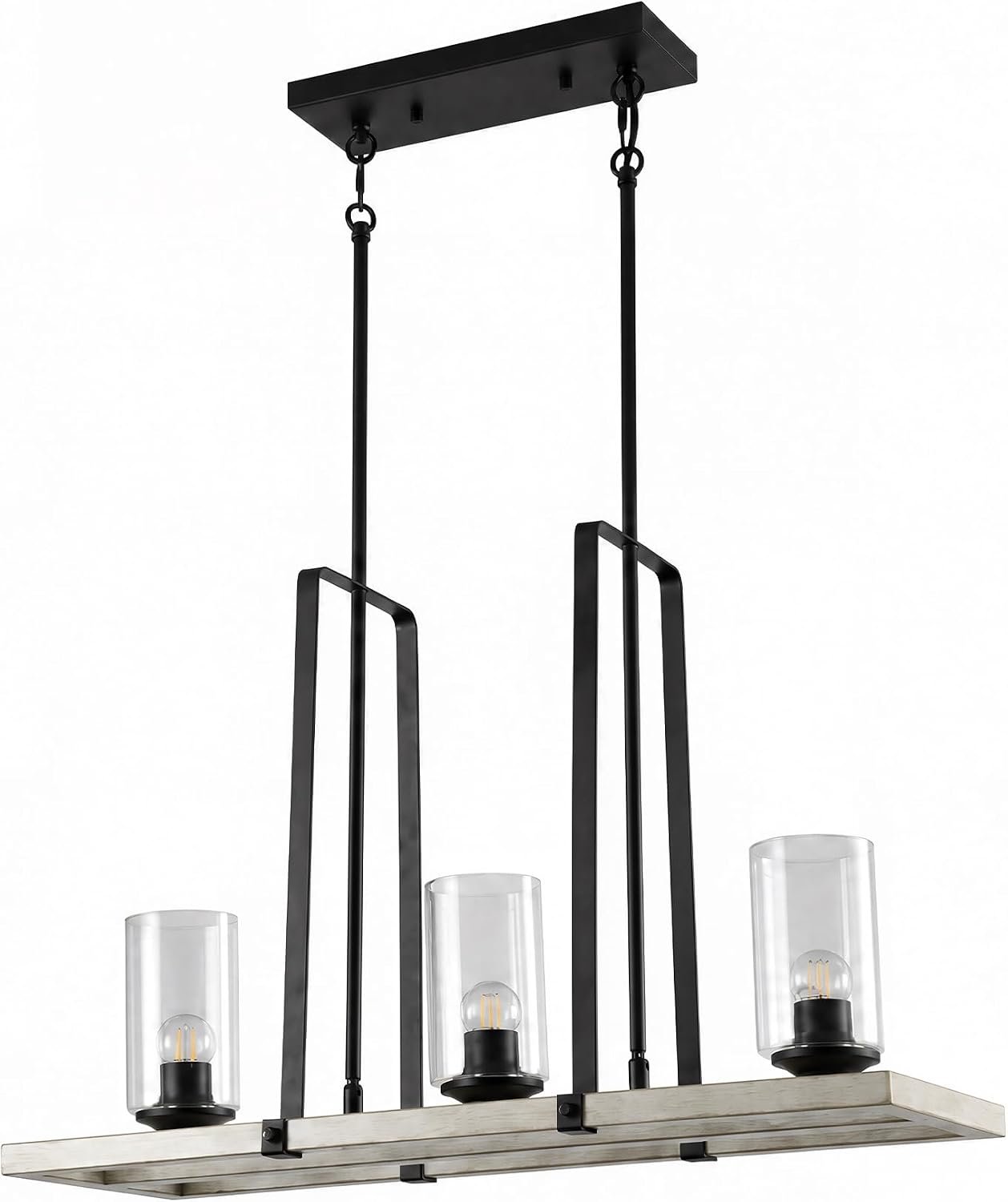 Tribesigns Lustre vintage noir, suspension à 3 lumières, Douille E27, style industriel-moderne, idéal pour chambre, cuisine, couloir, entrée, salon