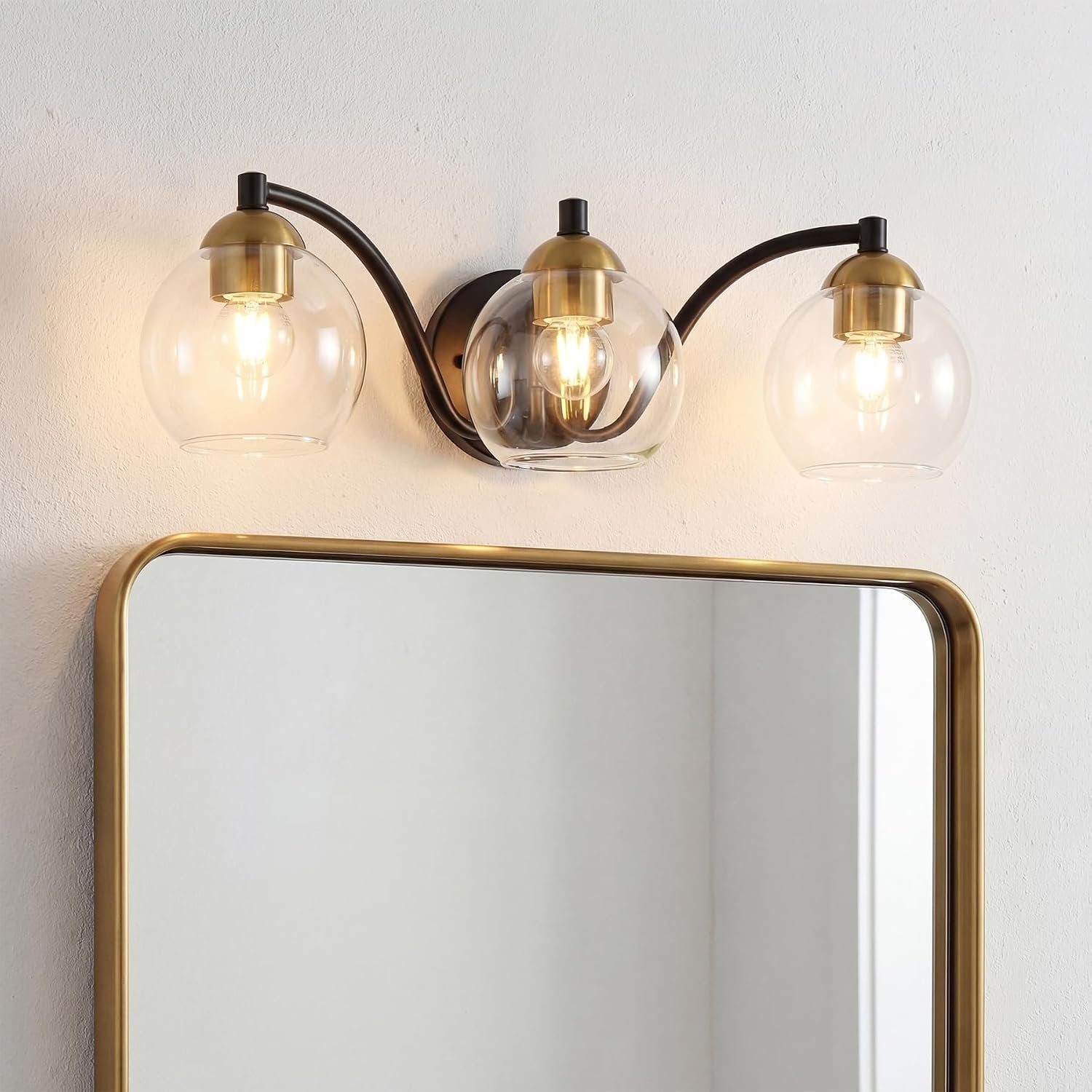 Tribesigns Applique murale moderne pour salle de bain, 3 globes en verre avec structure en métal, intensité variable, douille E27