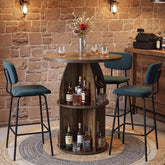 Tribesigns Table de bar ronde 95 cm de hauteur, Style bistro rustique avec compartiments de rangement ouverts, table haute en bois pour bar à domicile 3