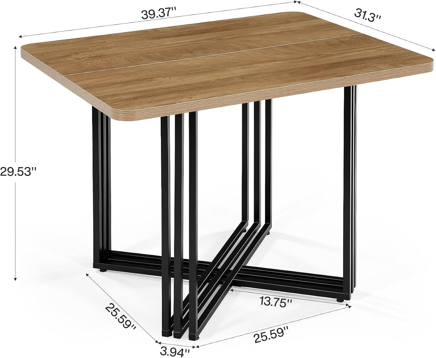 Tribesigns Table à manger pour 2 personnes, 100 cm, style industriel, chêne, Table de salle à manger, table de cuisine en bois pour salle à manger, petit espace, salon