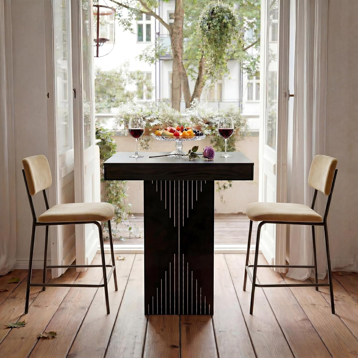 Tribesigns Table haute carrée (80 cm) avec pied central pour la maison, la cuisine, le bar ou comme petit comptoir d'intérieur