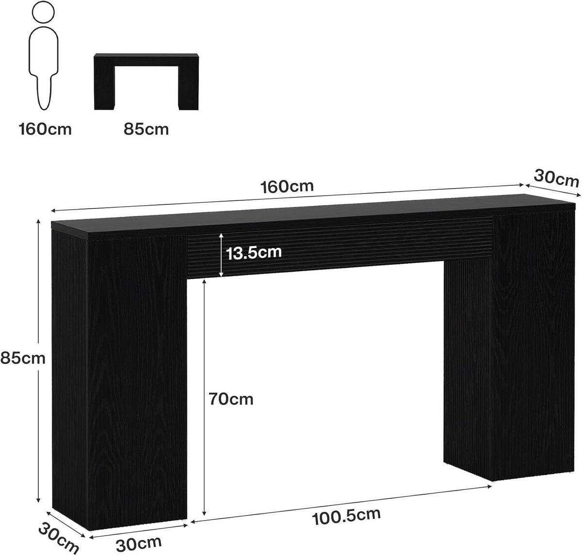 Tribesigns Table console de 160 cm en MDF, Table d'entrée étroite avec façade rainurée