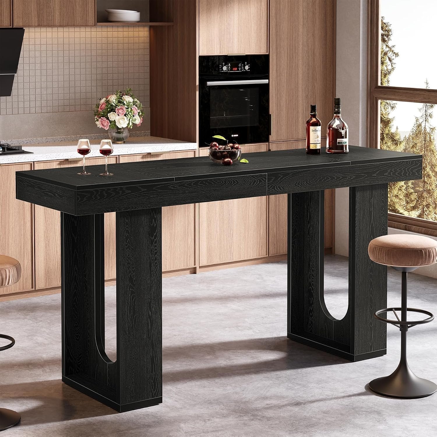 Tribesigns Table de bar haute 180 cm, Table de comptoir moderne à hauteur de travail Comptoir de cuisine rectangulaire avec pieds robustes