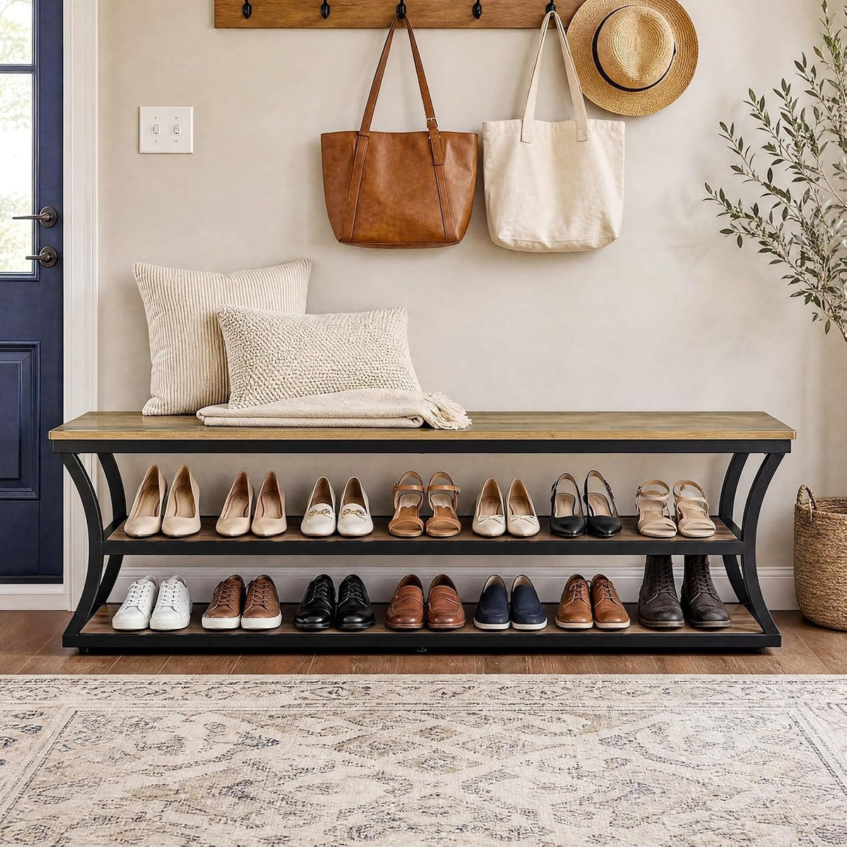 Tribesigns Banc à chaussures à 3 niveaux, Meuble à chaussures spacieux avec assise