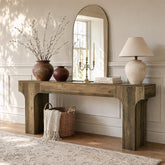 Tribesigns Console extra longue 200 cm design arqué, marron, Style champêtre aux tons chauds et rustiques 3