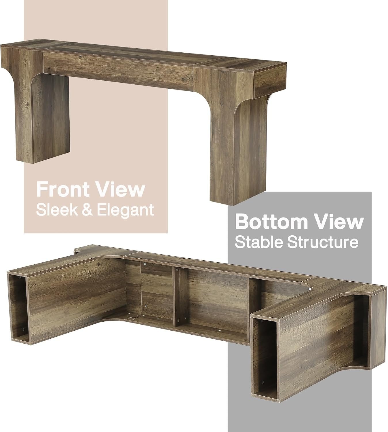 Tribesigns Console extra longue 200 cm design arqué, marron, Style champêtre aux tons chauds et rustiques